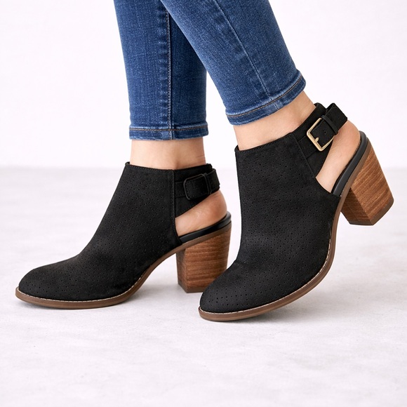 Cole Haan Shoes - Black Ankle Boots with Wooden Heel